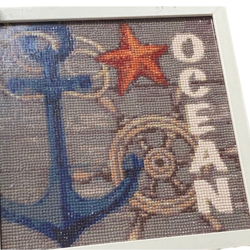 🔥🏷️Ocean Completed Diamond Painting With Frame 10.5 x 10.5 x 2.75 Decor